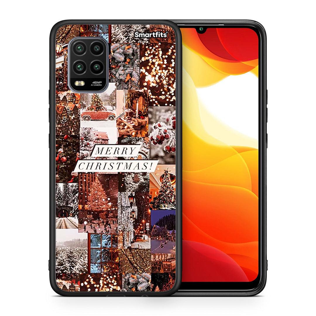 Θήκη Xiaomi Mi 10 Lite Xmas Collage από τη Smartfits με σχέδιο στο πίσω μέρος και μαύρο περίβλημα | Xiaomi Mi 10 Lite Xmas Collage case with colorful back and black bezels