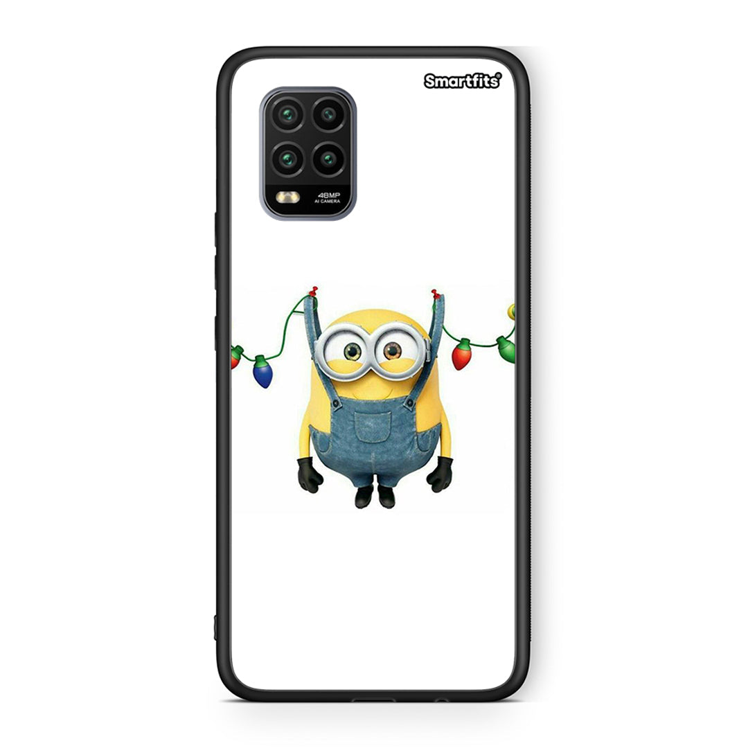 Xiaomi Mi 10 Lite Xmas Minion Lights θήκη από τη Smartfits με σχέδιο στο πίσω μέρος και μαύρο περίβλημα | Smartphone case with colorful back and black bezels by Smartfits