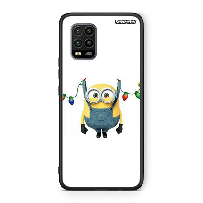 Xiaomi Mi 10 Lite Xmas Minion Lights θήκη από τη Smartfits με σχέδιο στο πίσω μέρος και μαύρο περίβλημα | Smartphone case with colorful back and black bezels by Smartfits