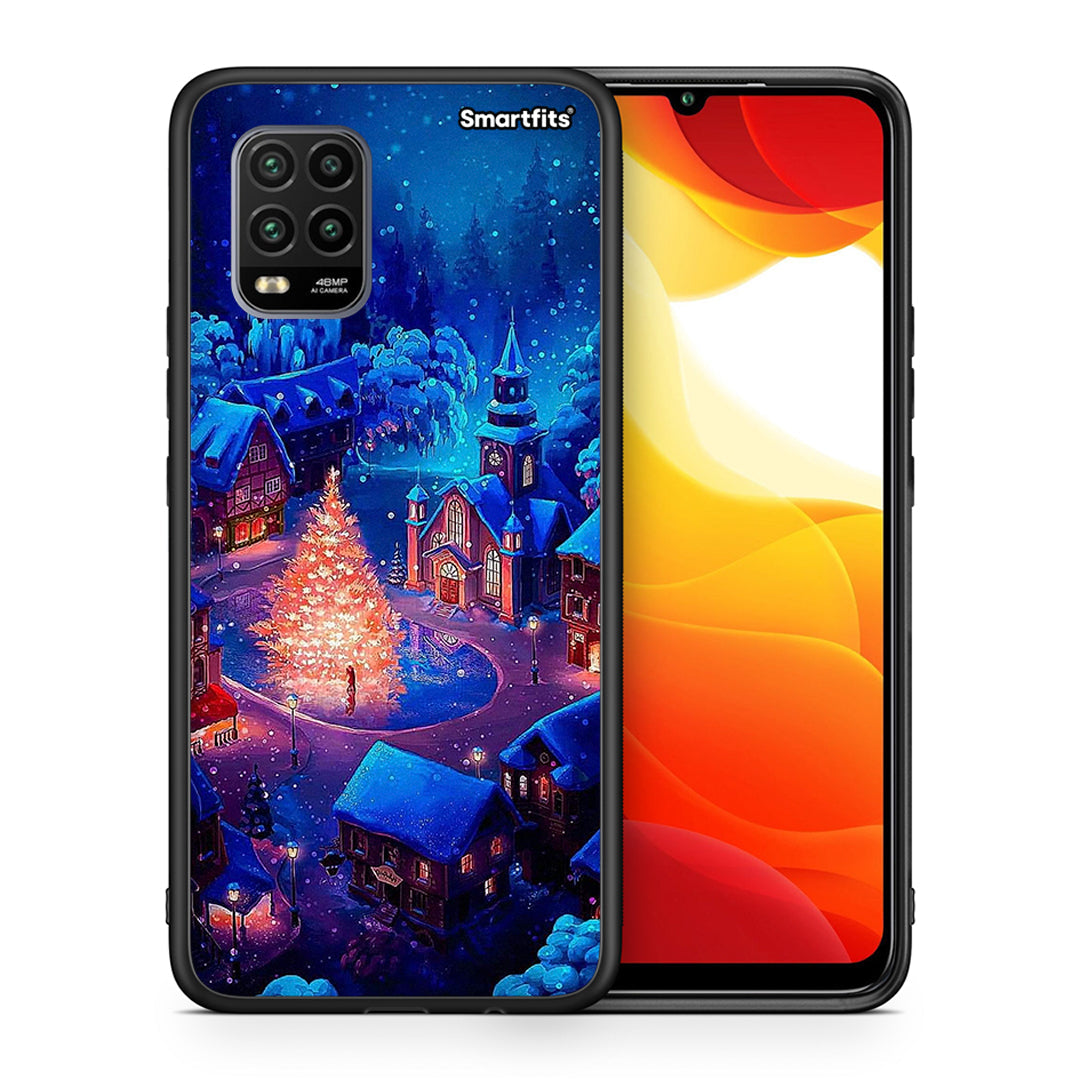 Θήκη Xiaomi Mi 10 Lite Xmas Village από τη Smartfits με σχέδιο στο πίσω μέρος και μαύρο περίβλημα | Xiaomi Mi 10 Lite Xmas Village case with colorful back and black bezels