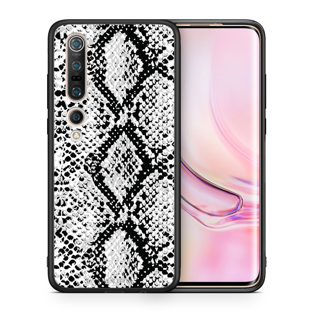 Θήκη Xiaomi Mi 10 White Snake Animal από τη Smartfits με σχέδιο στο πίσω μέρος και μαύρο περίβλημα | Xiaomi Mi 10 White Snake Animal case with colorful back and black bezels