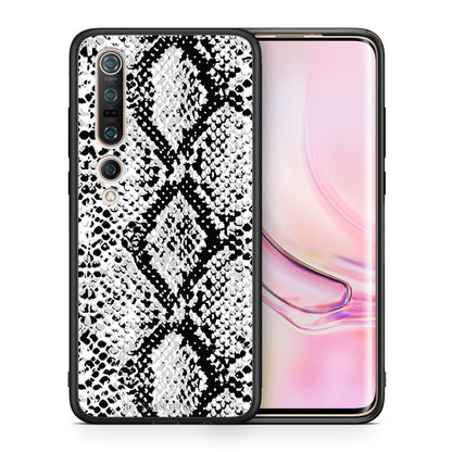Θήκη Xiaomi Mi 10 White Snake Animal από τη Smartfits με σχέδιο στο πίσω μέρος και μαύρο περίβλημα | Xiaomi Mi 10 White Snake Animal case with colorful back and black bezels