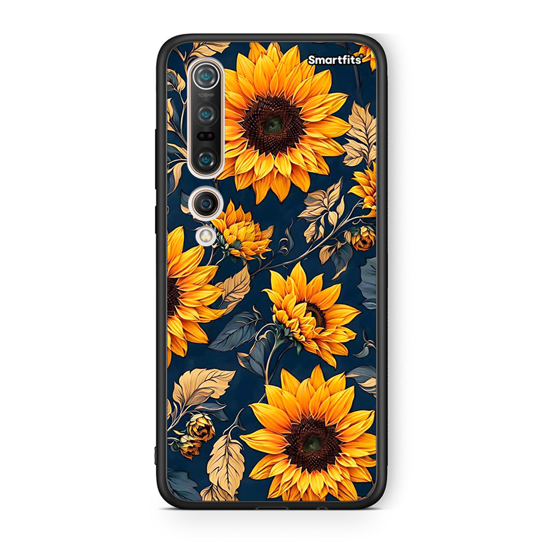 Xiaomi Mi 10 Autumn Sunflowers Θήκη από τη Smartfits με σχέδιο στο πίσω μέρος και μαύρο περίβλημα | Smartphone case with colorful back and black bezels by Smartfits
