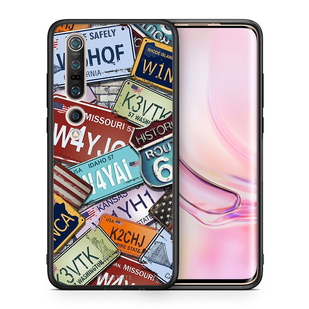 Θήκη Xiaomi Mi 10 Pro Car Plates από τη Smartfits με σχέδιο στο πίσω μέρος και μαύρο περίβλημα | Xiaomi Mi 10 Pro Car Plates case with colorful back and black bezels