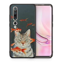 Thumbnail for Θήκη Xiaomi Mi 10 Cat Goldfish από τη Smartfits με σχέδιο στο πίσω μέρος και μαύρο περίβλημα | Xiaomi Mi 10 Cat Goldfish case with colorful back and black bezels