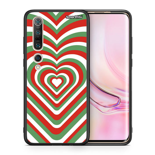 Θήκη Xiaomi Mi 10 Pro Christmas Hearts από τη Smartfits με σχέδιο στο πίσω μέρος και μαύρο περίβλημα | Xiaomi Mi 10 Pro Christmas Hearts case with colorful back and black bezels