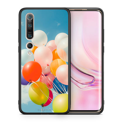 Θήκη Xiaomi Mi 10 Colorful Balloons από τη Smartfits με σχέδιο στο πίσω μέρος και μαύρο περίβλημα | Xiaomi Mi 10 Colorful Balloons case with colorful back and black bezels