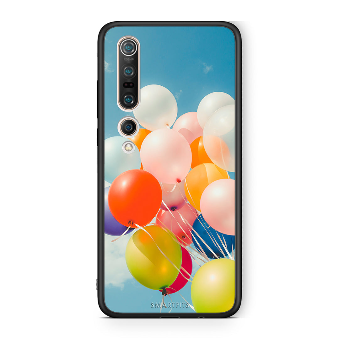 Xiaomi Mi 10 Colorful Balloons θήκη από τη Smartfits με σχέδιο στο πίσω μέρος και μαύρο περίβλημα | Smartphone case with colorful back and black bezels by Smartfits