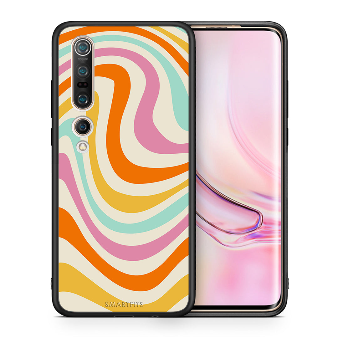 Θήκη Xiaomi Mi 10 Colourful Waves από τη Smartfits με σχέδιο στο πίσω μέρος και μαύρο περίβλημα | Xiaomi Mi 10 Colourful Waves case with colorful back and black bezels