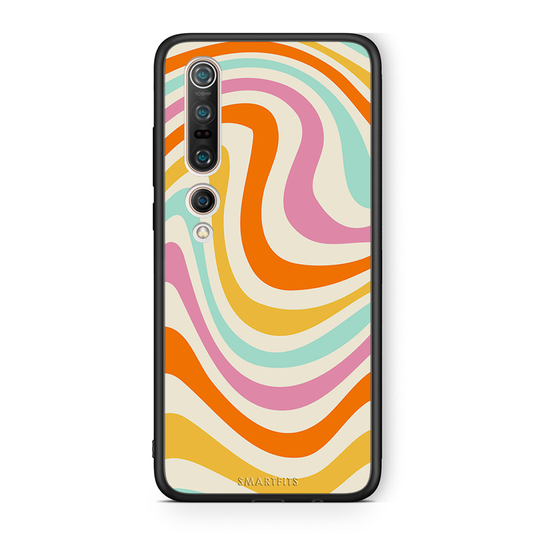 Xiaomi Mi 10 Colourful Waves θήκη από τη Smartfits με σχέδιο στο πίσω μέρος και μαύρο περίβλημα | Smartphone case with colorful back and black bezels by Smartfits