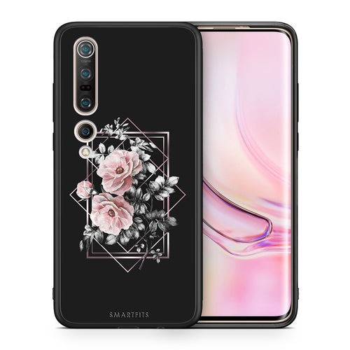 Θήκη Xiaomi Mi 10 Pro Frame Flower από τη Smartfits με σχέδιο στο πίσω μέρος και μαύρο περίβλημα | Xiaomi Mi 10 Pro Frame Flower case with colorful back and black bezels