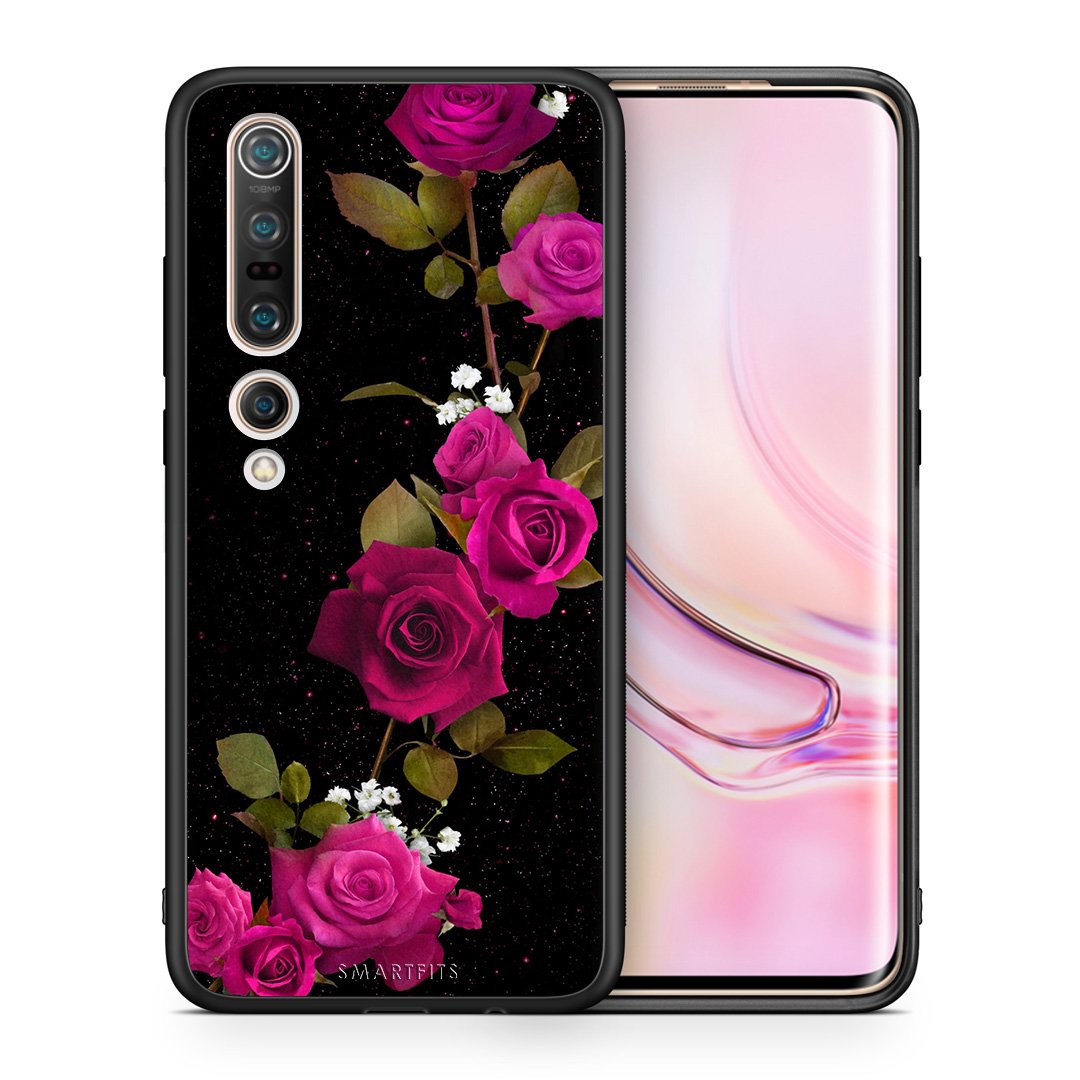 Θήκη Xiaomi Mi 10 Red Roses Flower από τη Smartfits με σχέδιο στο πίσω μέρος και μαύρο περίβλημα | Xiaomi Mi 10 Red Roses Flower case with colorful back and black bezels