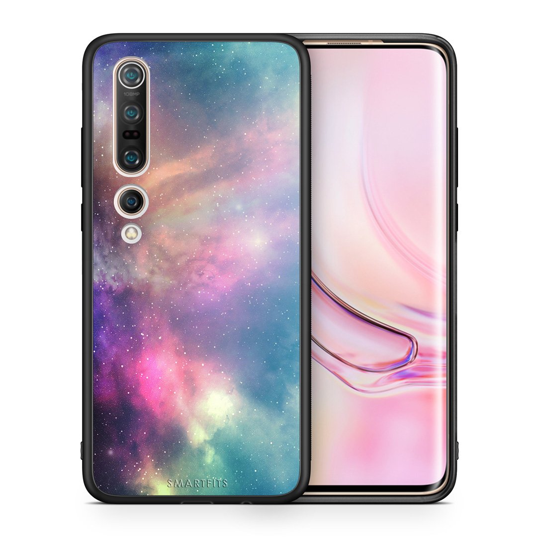 Θήκη Xiaomi Mi 10 Rainbow Galaxy από τη Smartfits με σχέδιο στο πίσω μέρος και μαύρο περίβλημα | Xiaomi Mi 10 Rainbow Galaxy case with colorful back and black bezels