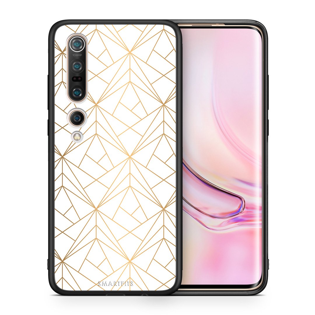 Θήκη Xiaomi Mi 10 Luxury White Geometric από τη Smartfits με σχέδιο στο πίσω μέρος και μαύρο περίβλημα | Xiaomi Mi 10 Luxury White Geometric case with colorful back and black bezels