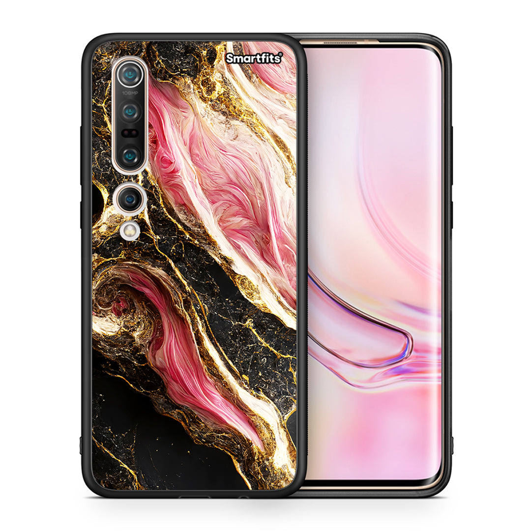 Θήκη Xiaomi Mi 10 Glamorous Pink Marble από τη Smartfits με σχέδιο στο πίσω μέρος και μαύρο περίβλημα | Xiaomi Mi 10 Glamorous Pink Marble case with colorful back and black bezels