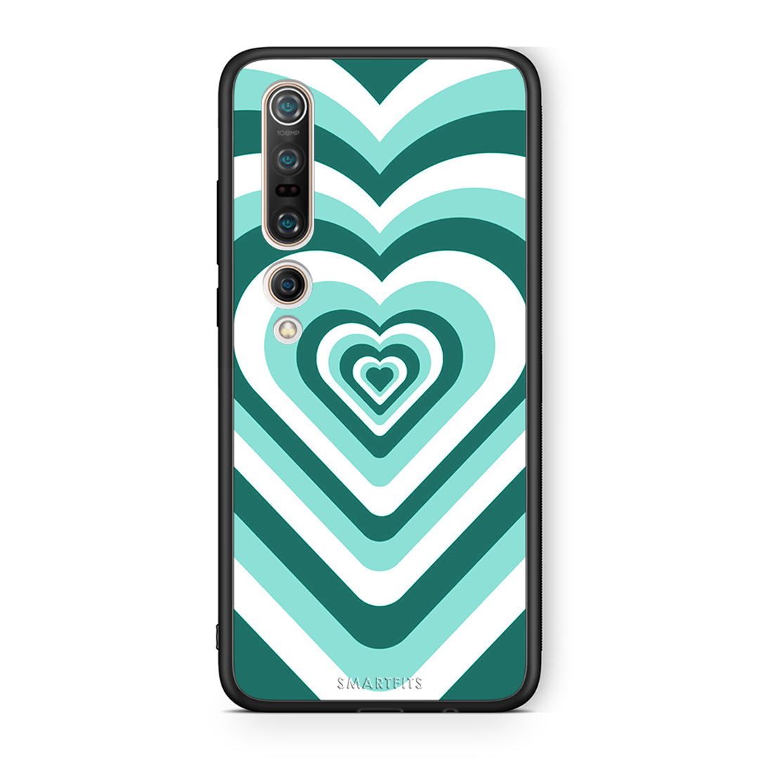Xiaomi Mi 10 Pro Green Hearts θήκη από τη Smartfits με σχέδιο στο πίσω μέρος και μαύρο περίβλημα | Smartphone case with colorful back and black bezels by Smartfits