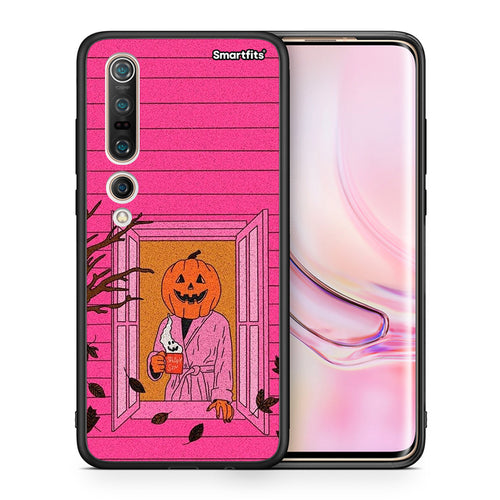 Θήκη Xiaomi Mi 10 Halloween Pumpkin Lady από τη Smartfits με σχέδιο στο πίσω μέρος και μαύρο περίβλημα | Xiaomi Mi 10 Halloween Pumpkin Lady case with colorful back and black bezels