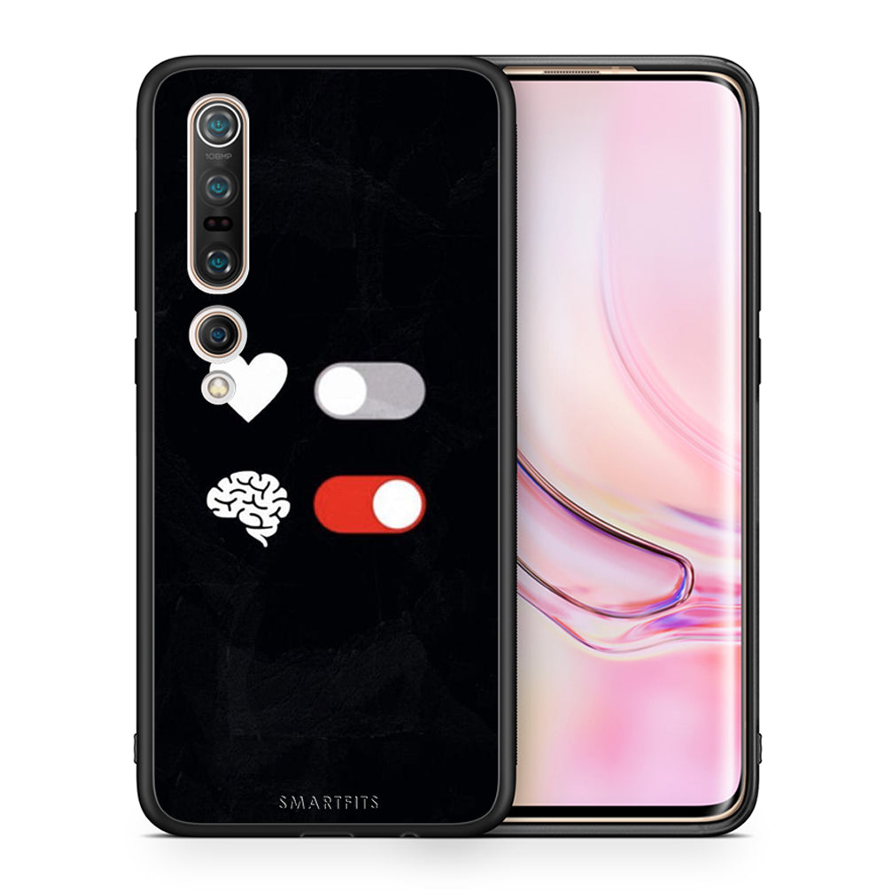 Θήκη Αγίου Βαλεντίνου Xiaomi Mi 10 Heart Vs Brain από τη Smartfits με σχέδιο στο πίσω μέρος και μαύρο περίβλημα | Xiaomi Mi 10 Heart Vs Brain case with colorful back and black bezels