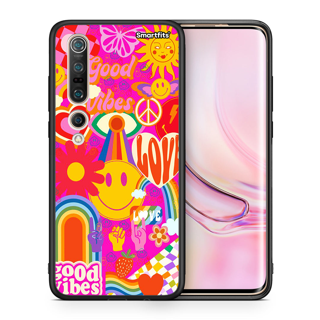 Θήκη Xiaomi Mi 10 Hippie Love από τη Smartfits με σχέδιο στο πίσω μέρος και μαύρο περίβλημα | Xiaomi Mi 10 Hippie Love case with colorful back and black bezels