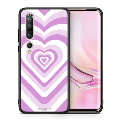 Θήκη Xiaomi Mi 10 Lilac Hearts από τη Smartfits με σχέδιο στο πίσω μέρος και μαύρο περίβλημα | Xiaomi Mi 10 Lilac Hearts case with colorful back and black bezels