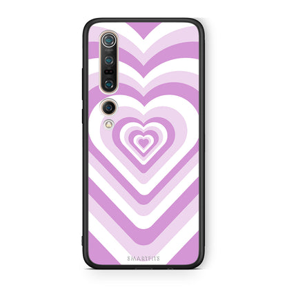Xiaomi Mi 10 Lilac Hearts θήκη από τη Smartfits με σχέδιο στο πίσω μέρος και μαύρο περίβλημα | Smartphone case with colorful back and black bezels by Smartfits