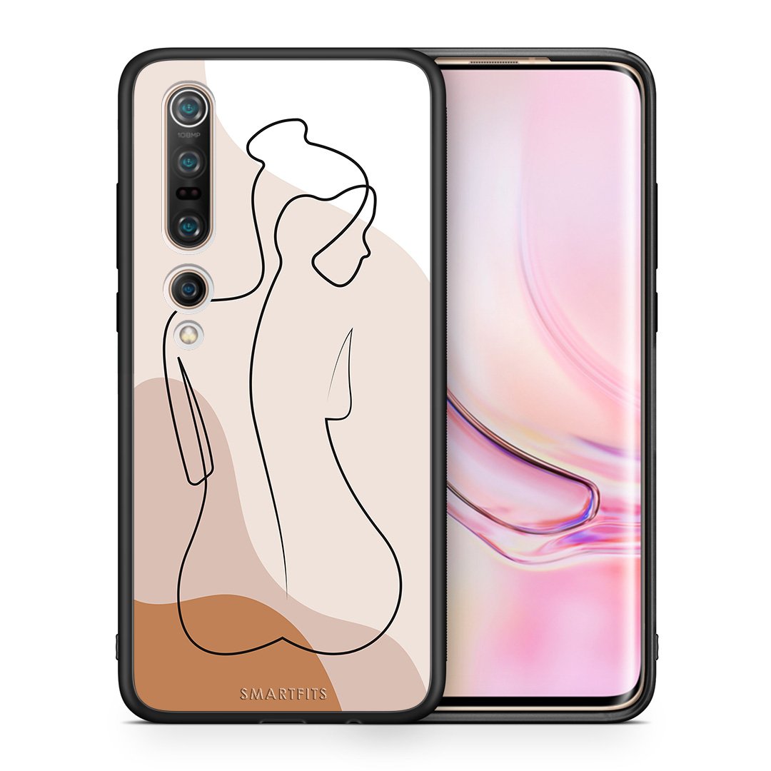 Θήκη Xiaomi Mi 10 Pro LineArt Woman από τη Smartfits με σχέδιο στο πίσω μέρος και μαύρο περίβλημα | Xiaomi Mi 10 Pro LineArt Woman case with colorful back and black bezels