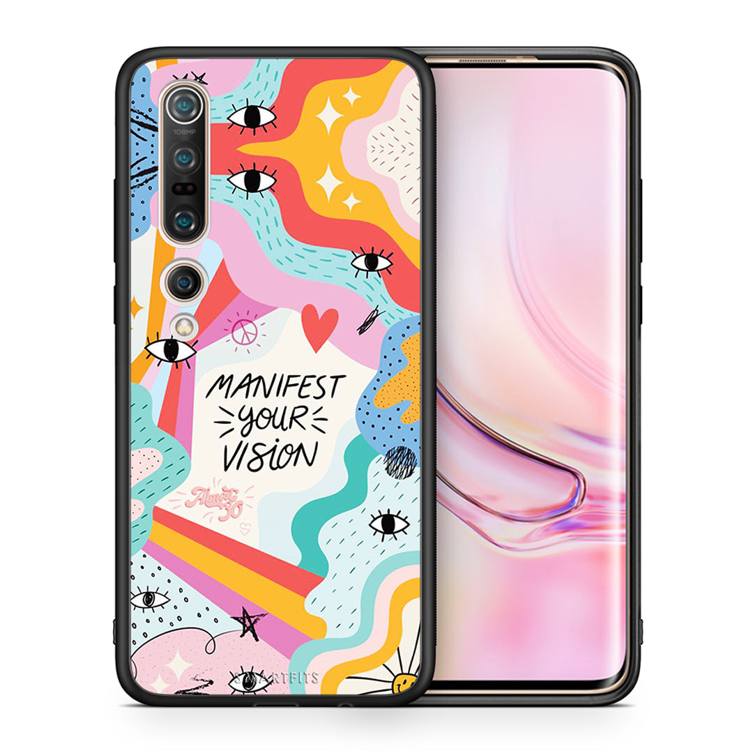 Θήκη Xiaomi Mi 10 Manifest Your Vision από τη Smartfits με σχέδιο στο πίσω μέρος και μαύρο περίβλημα | Xiaomi Mi 10 Manifest Your Vision case with colorful back and black bezels