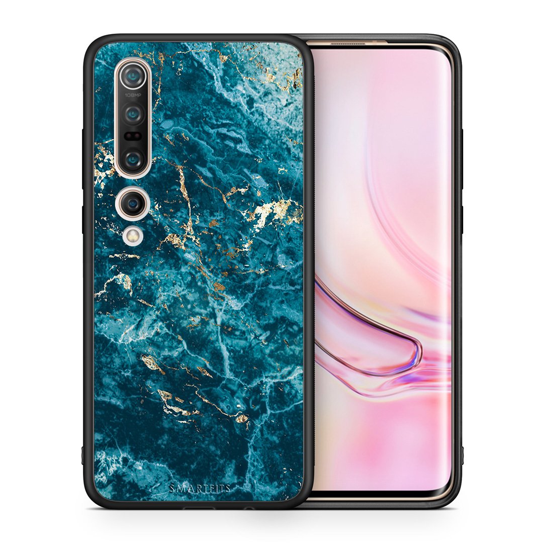 Θήκη Xiaomi Mi 10 Marble Blue από τη Smartfits με σχέδιο στο πίσω μέρος και μαύρο περίβλημα | Xiaomi Mi 10 Marble Blue case with colorful back and black bezels
