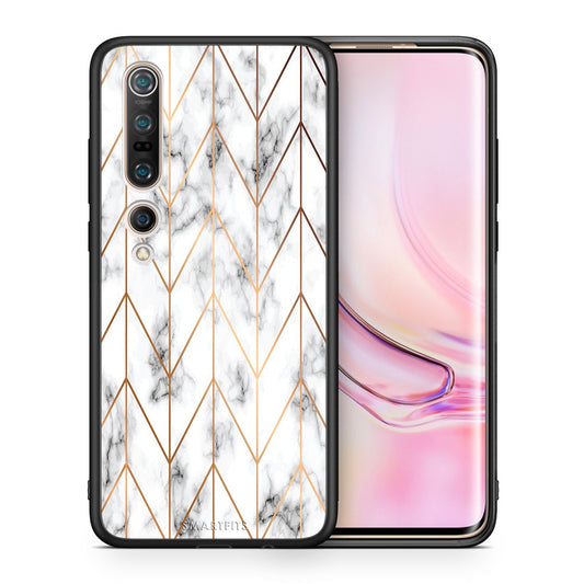 Θήκη Xiaomi Mi 10 Pro Gold Geometric Marble από τη Smartfits με σχέδιο στο πίσω μέρος και μαύρο περίβλημα | Xiaomi Mi 10 Pro Gold Geometric Marble case with colorful back and black bezels