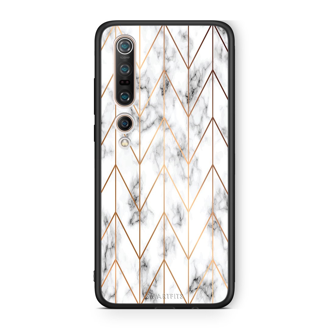 44 - Xiaomi Mi 10  Gold Geometric Marble case, cover, bumper