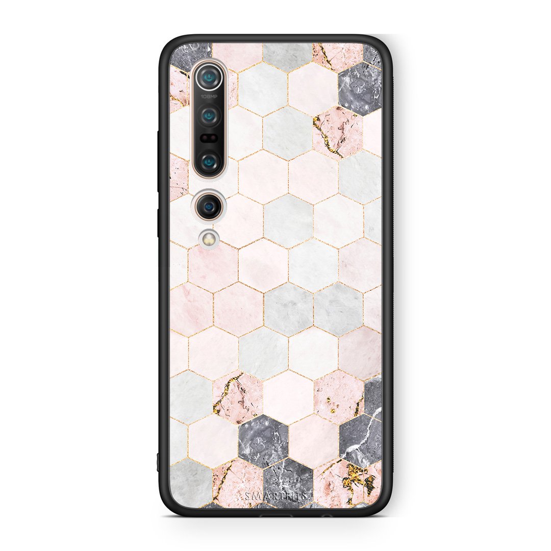 4 - Xiaomi Mi 10 Hexagon Pink Marble case, cover, bumper