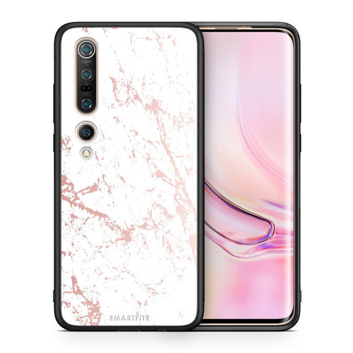 Θήκη Xiaomi Mi 10 Pink Splash Marble από τη Smartfits με σχέδιο στο πίσω μέρος και μαύρο περίβλημα | Xiaomi Mi 10 Pink Splash Marble case with colorful back and black bezels