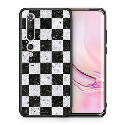 Θήκη Xiaomi Mi 10 Square Geometric Marble από τη Smartfits με σχέδιο στο πίσω μέρος και μαύρο περίβλημα | Xiaomi Mi 10 Square Geometric Marble case with colorful back and black bezels