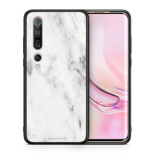 Θήκη Xiaomi Mi 10 White Marble από τη Smartfits με σχέδιο στο πίσω μέρος και μαύρο περίβλημα | Xiaomi Mi 10 White Marble case with colorful back and black bezels