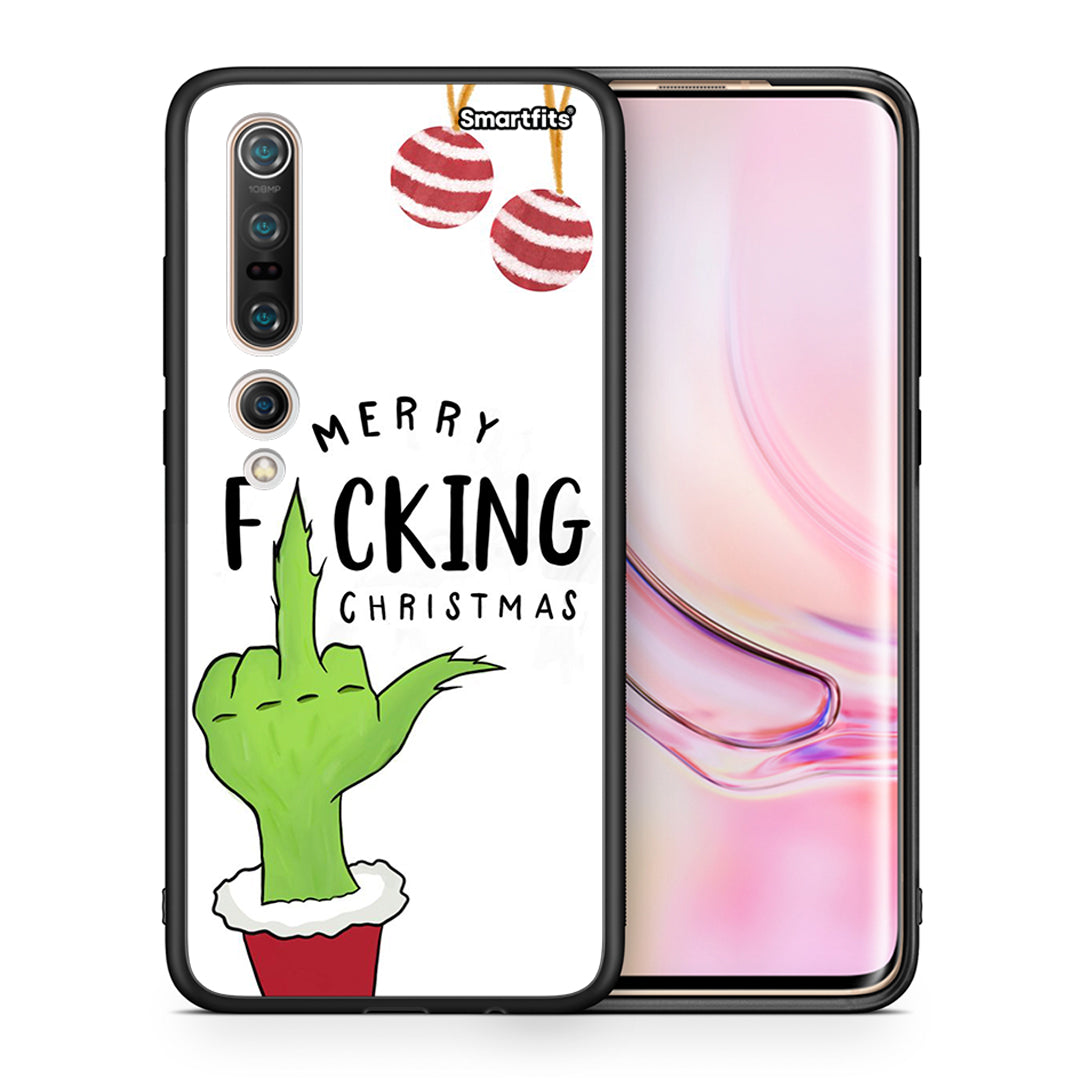 Θήκη Xiaomi Mi 10 Pro Merry F Xmas από τη Smartfits με σχέδιο στο πίσω μέρος και μαύρο περίβλημα | Xiaomi Mi 10 Pro Merry F Xmas case with colorful back and black bezels