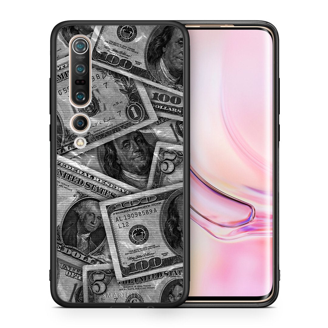 Θήκη Xiaomi Mi 10 Money Dollars από τη Smartfits με σχέδιο στο πίσω μέρος και μαύρο περίβλημα | Xiaomi Mi 10 Money Dollars case with colorful back and black bezels