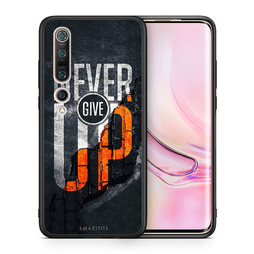 Θήκη Αγίου Βαλεντίνου Xiaomi Mi 10 Never Give Up από τη Smartfits με σχέδιο στο πίσω μέρος και μαύρο περίβλημα | Xiaomi Mi 10 Never Give Up case with colorful back and black bezels