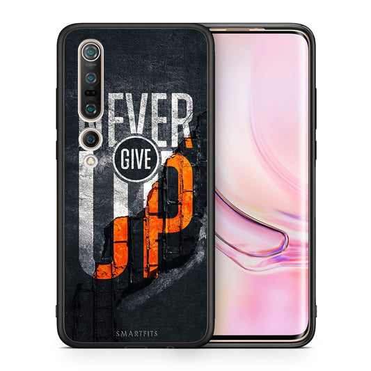 Θήκη Αγίου Βαλεντίνου Xiaomi Mi 10 Never Give Up από τη Smartfits με σχέδιο στο πίσω μέρος και μαύρο περίβλημα | Xiaomi Mi 10 Never Give Up case with colorful back and black bezels