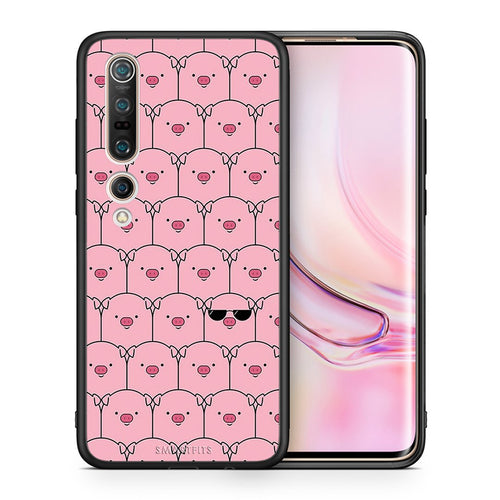Θήκη Xiaomi Mi 10 Pig Glasses από τη Smartfits με σχέδιο στο πίσω μέρος και μαύρο περίβλημα | Xiaomi Mi 10 Pig Glasses case with colorful back and black bezels