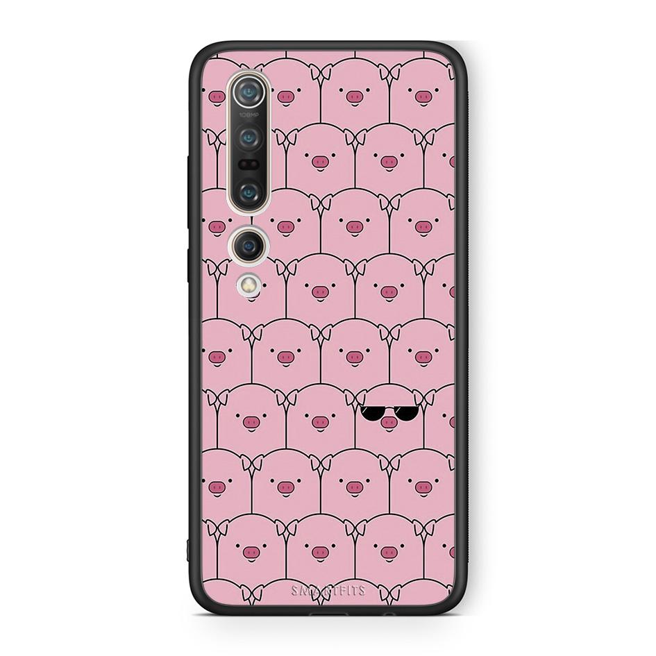 Xiaomi Mi 10 Pig Glasses θήκη από τη Smartfits με σχέδιο στο πίσω μέρος και μαύρο περίβλημα | Smartphone case with colorful back and black bezels by Smartfits