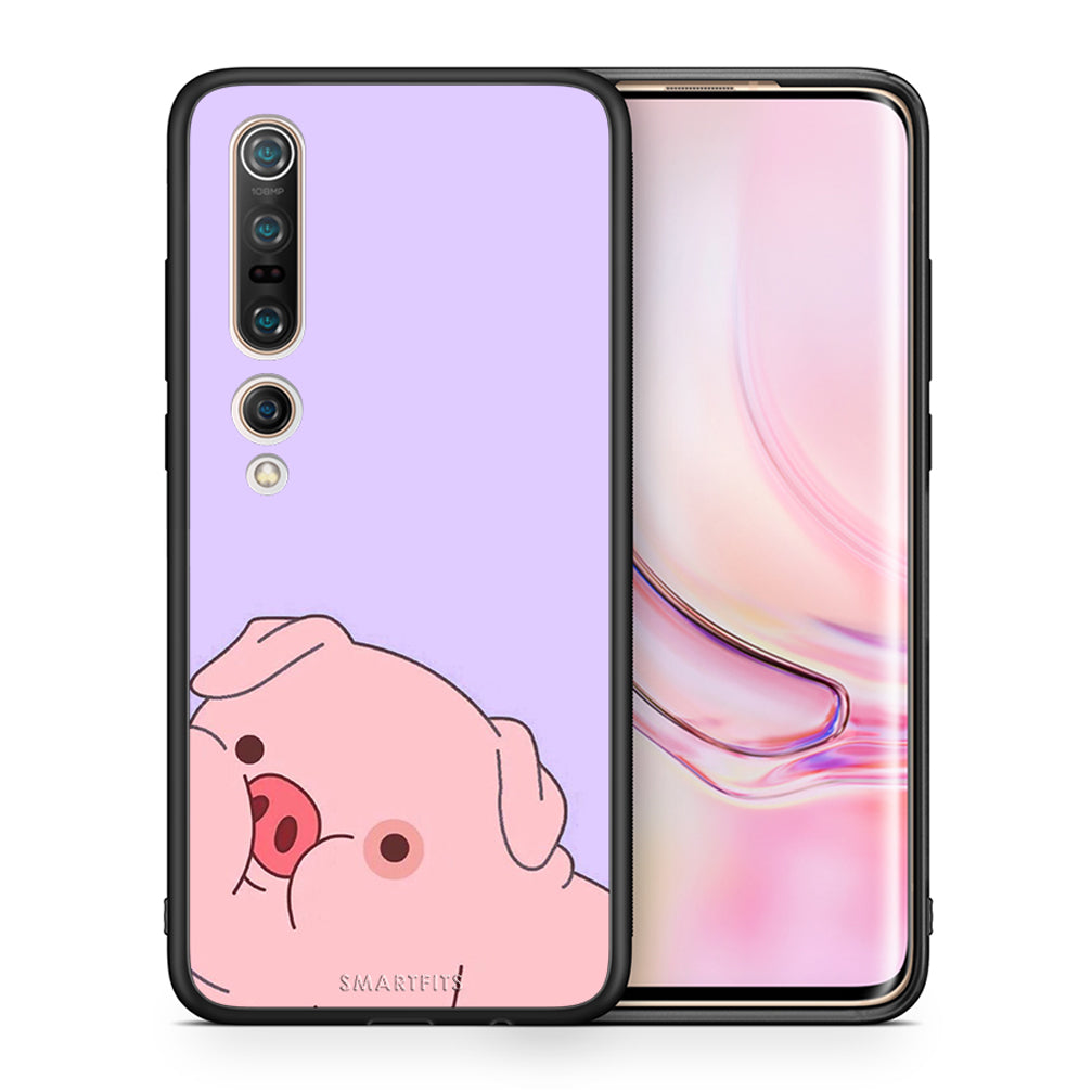 Θήκη Αγίου Βαλεντίνου Xiaomi Mi 10 Pro Pig Love 2 από τη Smartfits με σχέδιο στο πίσω μέρος και μαύρο περίβλημα | Xiaomi Mi 10 Pro Pig Love 2 case with colorful back and black bezels