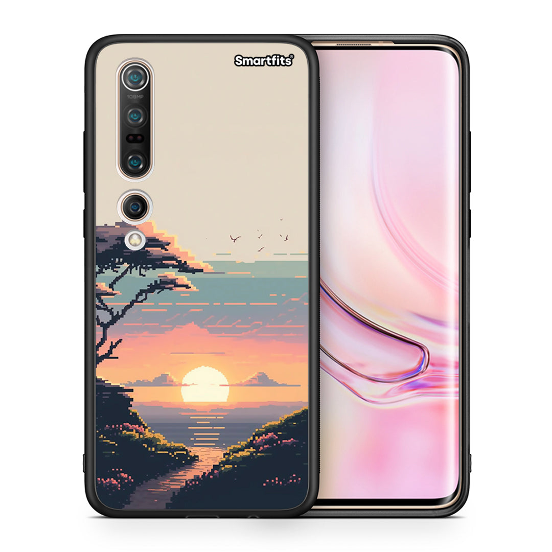 Θήκη Xiaomi Mi 10 Pixel Sunset από τη Smartfits με σχέδιο στο πίσω μέρος και μαύρο περίβλημα | Xiaomi Mi 10 Pixel Sunset case with colorful back and black bezels