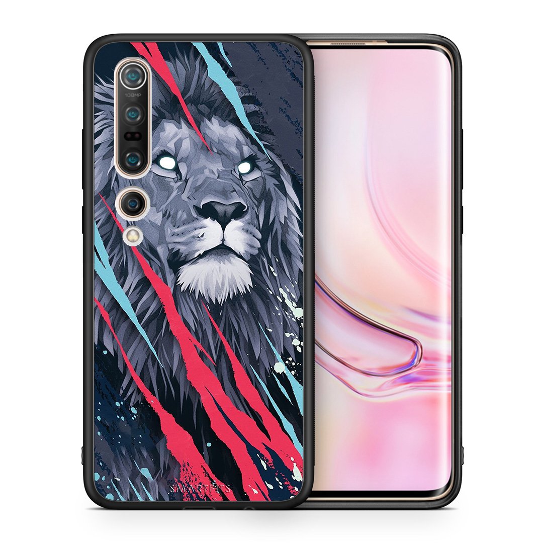 Θήκη Xiaomi Mi 10 Lion Designer PopArt από τη Smartfits με σχέδιο στο πίσω μέρος και μαύρο περίβλημα | Xiaomi Mi 10 Lion Designer PopArt case with colorful back and black bezels