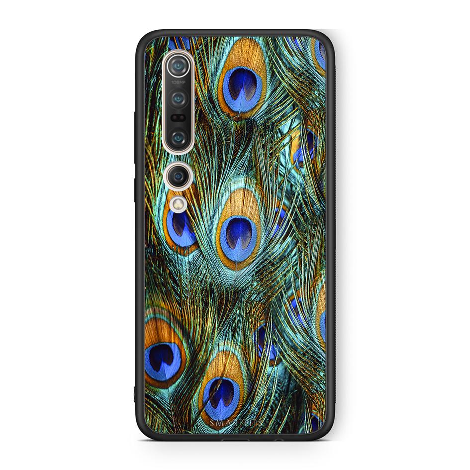 Xiaomi Mi 10 Pro Real Peacock Feathers θήκη από τη Smartfits με σχέδιο στο πίσω μέρος και μαύρο περίβλημα | Smartphone case with colorful back and black bezels by Smartfits
