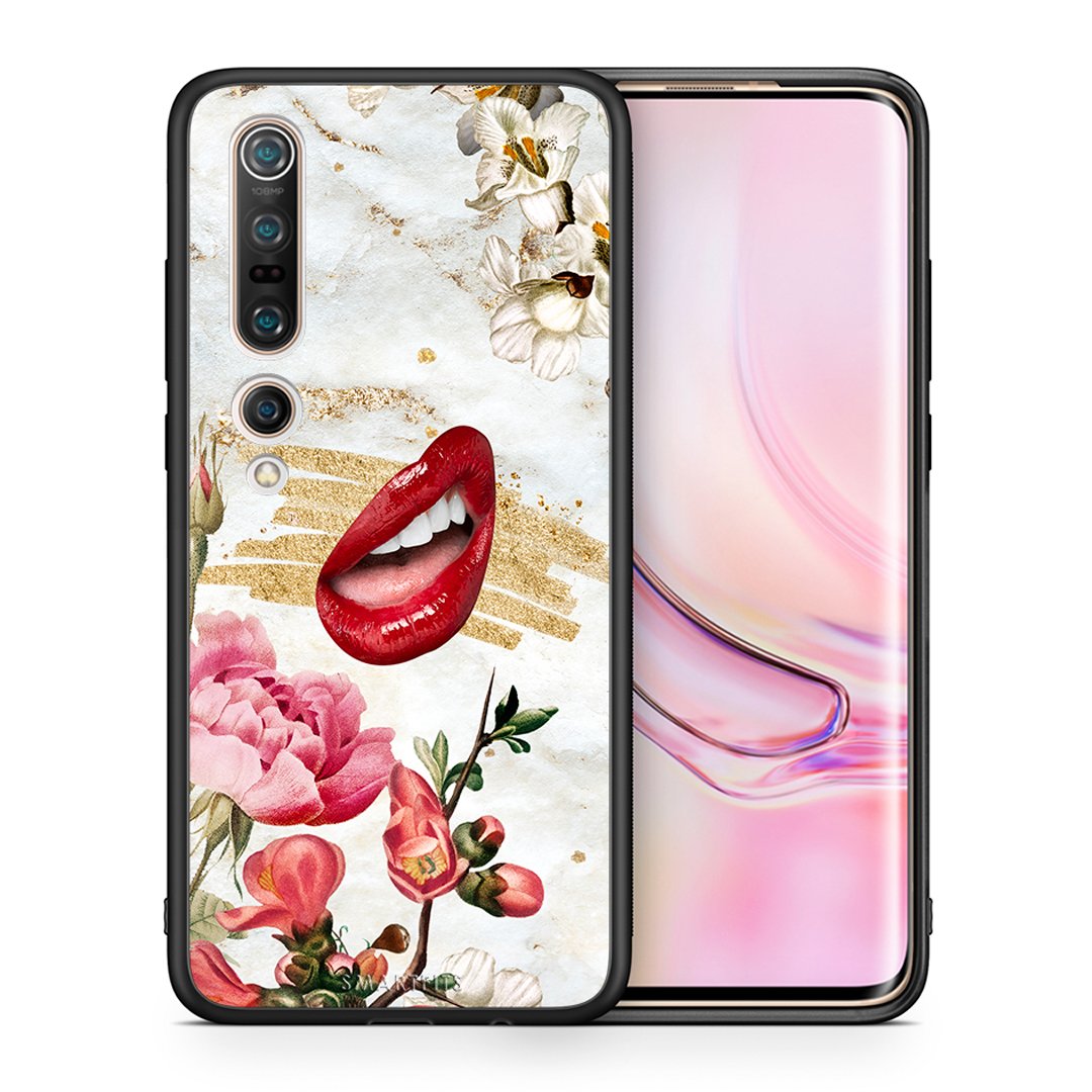 Θήκη Xiaomi Mi 10 Pro Red Lips από τη Smartfits με σχέδιο στο πίσω μέρος και μαύρο περίβλημα | Xiaomi Mi 10 Pro Red Lips case with colorful back and black bezels