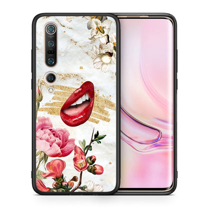 Θήκη Xiaomi Mi 10 Pro Red Lips από τη Smartfits με σχέδιο στο πίσω μέρος και μαύρο περίβλημα | Xiaomi Mi 10 Pro Red Lips case with colorful back and black bezels