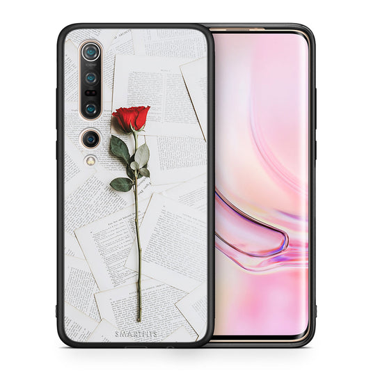 Θήκη Xiaomi Mi 10 Red Rose από τη Smartfits με σχέδιο στο πίσω μέρος και μαύρο περίβλημα | Xiaomi Mi 10 Red Rose case with colorful back and black bezels