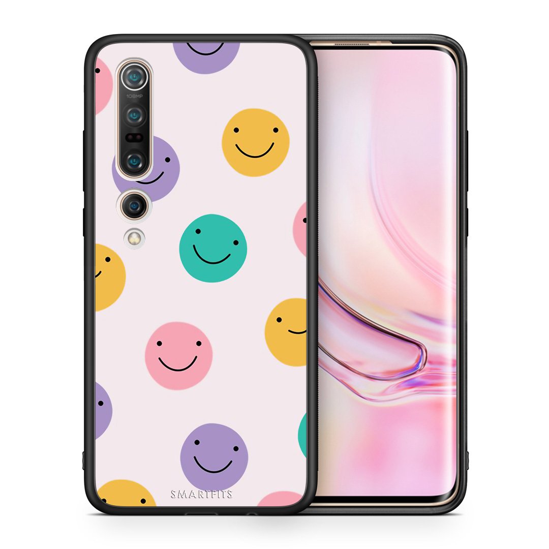 Θήκη Xiaomi Mi 10 Smiley Faces από τη Smartfits με σχέδιο στο πίσω μέρος και μαύρο περίβλημα | Xiaomi Mi 10 Smiley Faces case with colorful back and black bezels