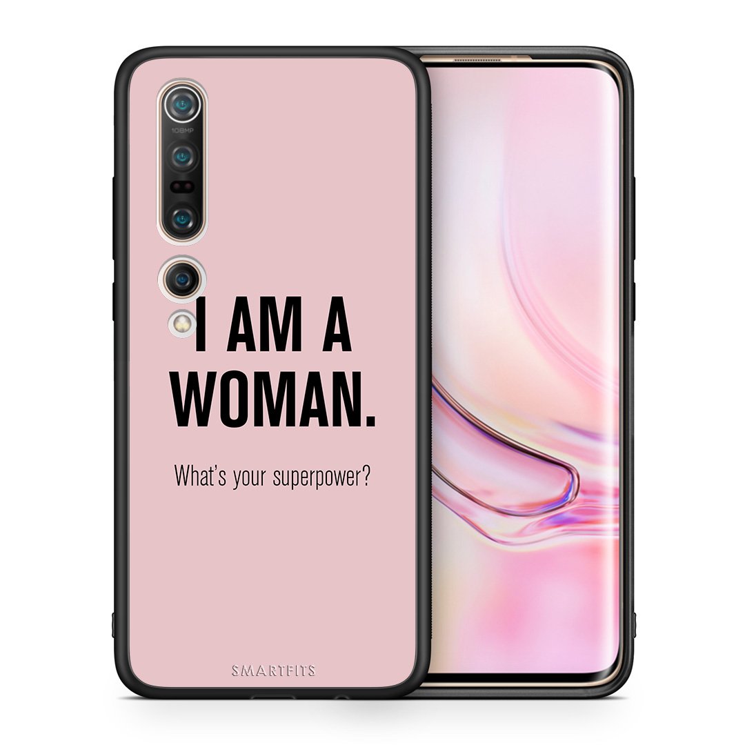 Θήκη Xiaomi Mi 10 Superpower Woman από τη Smartfits με σχέδιο στο πίσω μέρος και μαύρο περίβλημα | Xiaomi Mi 10 Superpower Woman case with colorful back and black bezels