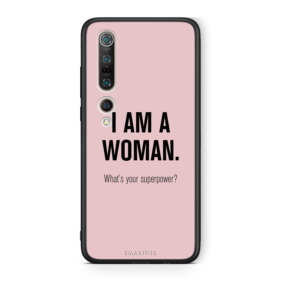 Xiaomi Mi 10 Superpower Woman θήκη από τη Smartfits με σχέδιο στο πίσω μέρος και μαύρο περίβλημα | Smartphone case with colorful back and black bezels by Smartfits